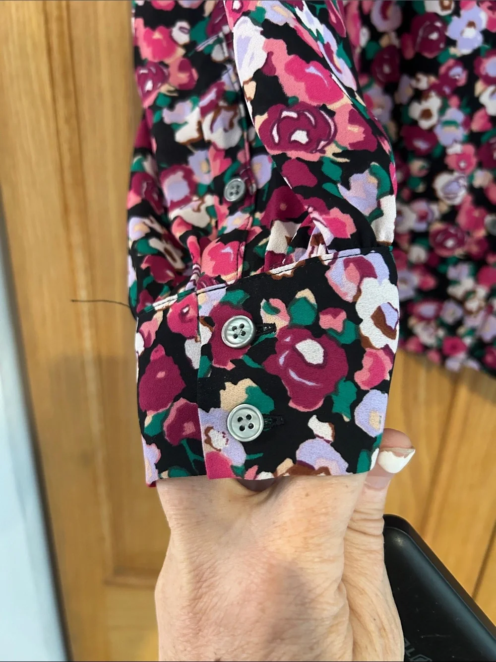 J. Crew Floral Tie-Neck Blouse in Burgundy, Pink, White